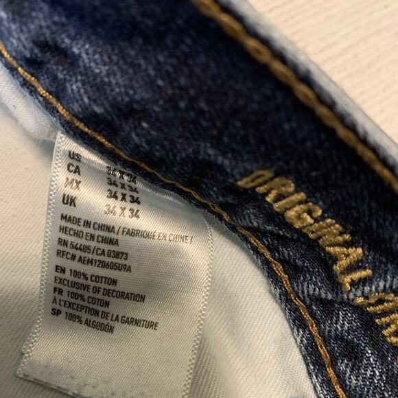 American Eagle Outfitters Mens Size 34x34 Original Straight Distressed Jeans - Picture 11 of 12